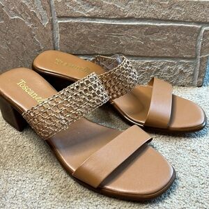 TOSCANELLA Made in Italy Gaucho Woven Slide Sandals Size 6-NWOT